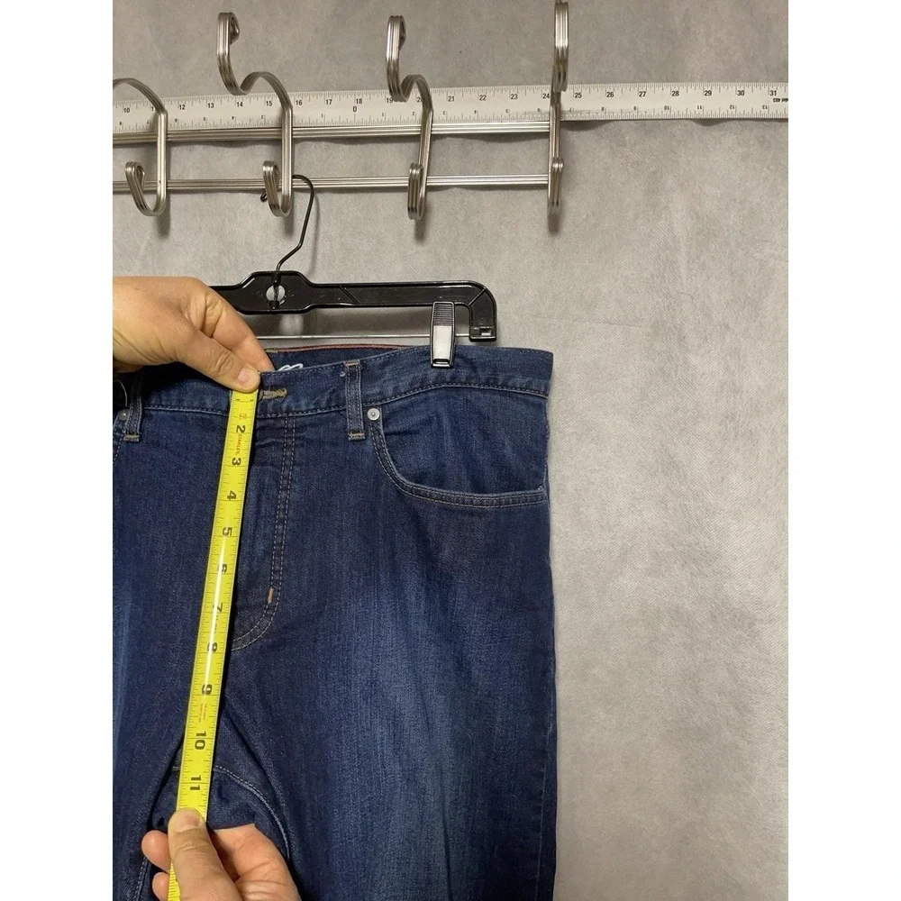Eddie Bauer Jeans Men 35x26 Blue Dark‎ Straight Fleece Lined Denim Work Outdoor